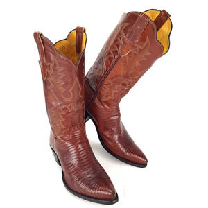 Rios Of Mercedes Brown Exotic Lizard Skin Hand-Made Cowgirl Women's Boots 9.5 D